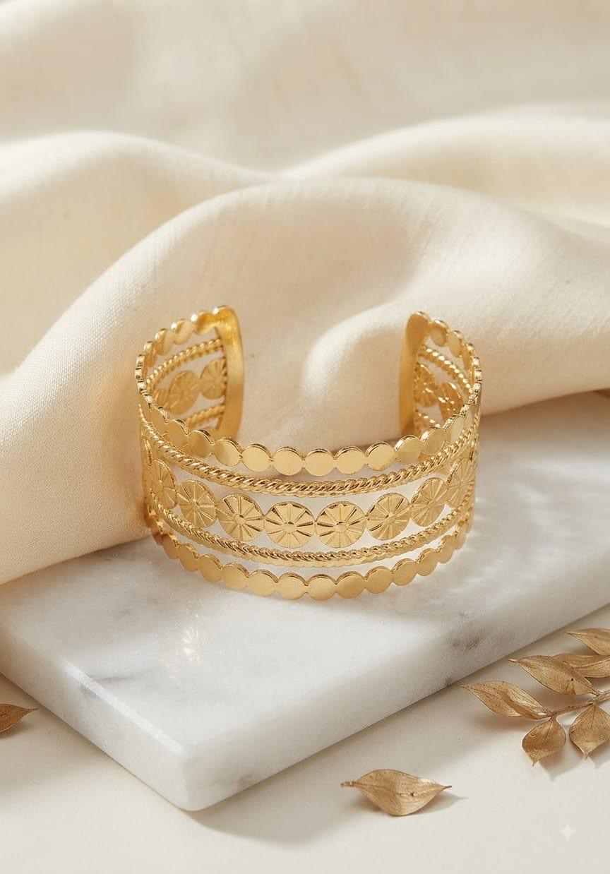 Golden Floral Heritage Cuff