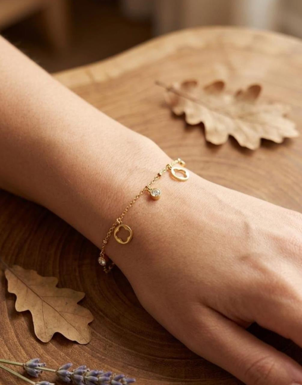 Golden Clover Charm Bracelet