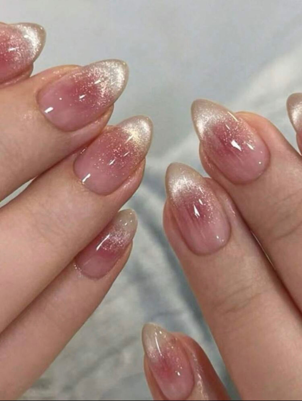 Rosy Glazed Almond Nails