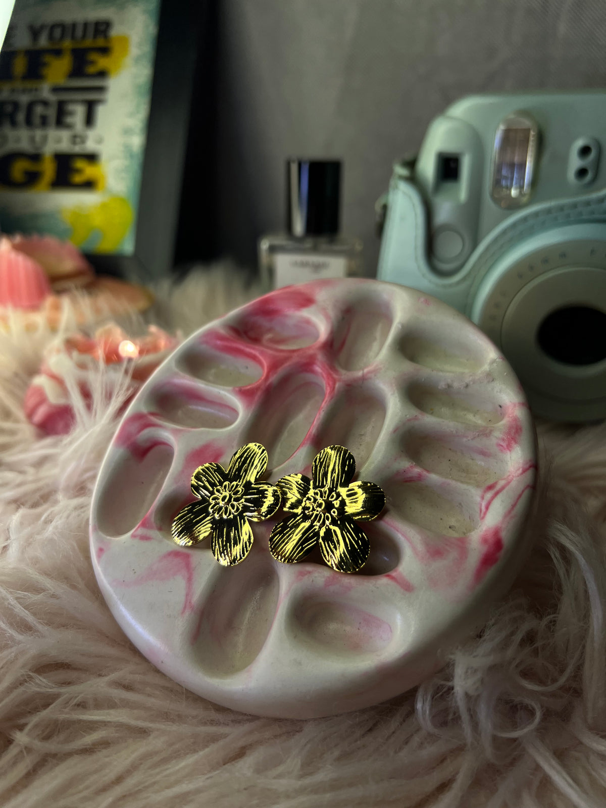 Golden Vintage Stud Earrings