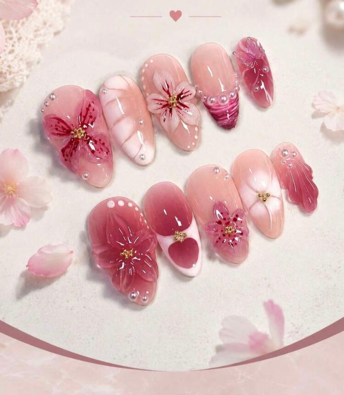Blush Bloom 3D Press-On Nails