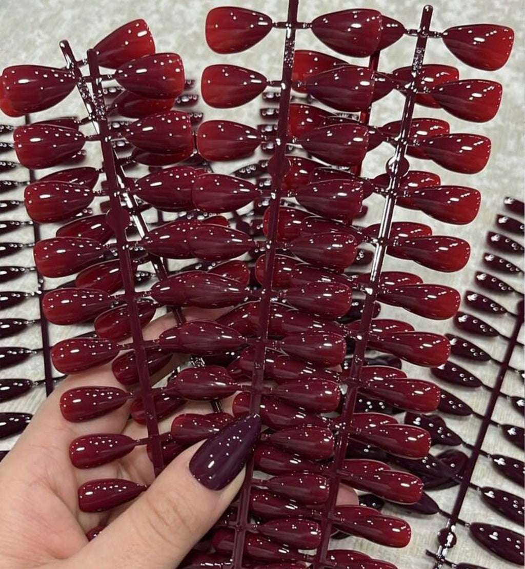 Burgundy Almond Gloss Press-On Nails