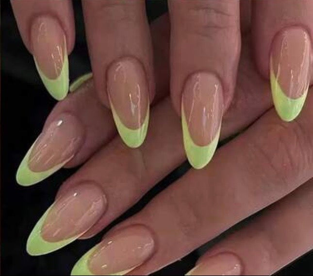 Lime Glow French Tips