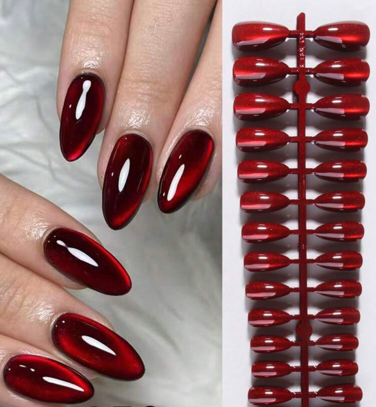 Cherry Red Velvet Gloss Press-On Nails