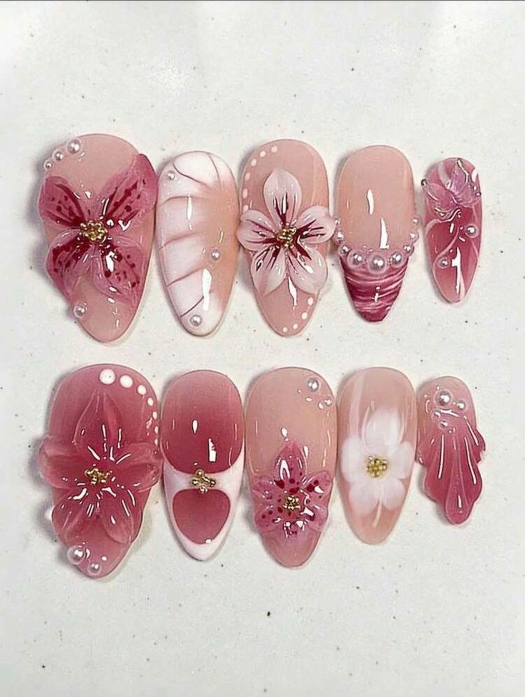 Blush Bloom 3D Press-On Nails
