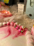 Pink Rosebud Hoop Earrings