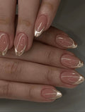 Champagne Chrome French Tip Press-On Nails