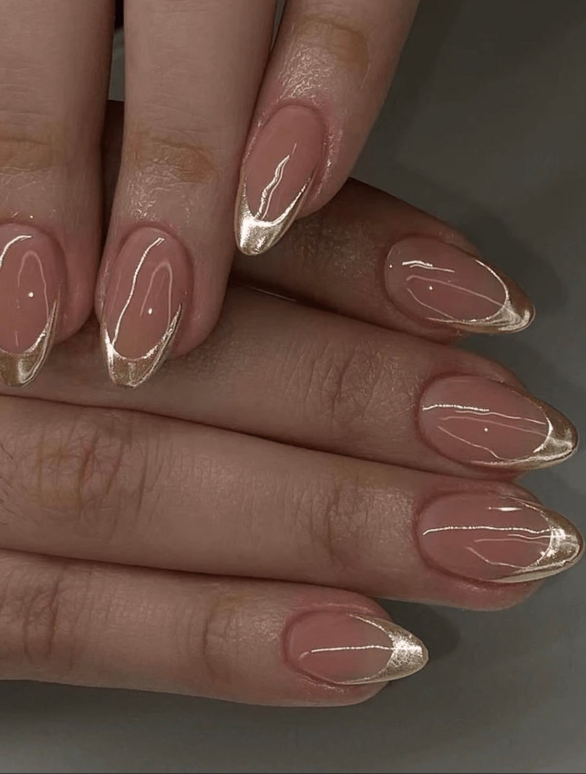 Champagne Chrome French Tip Press-On Nails