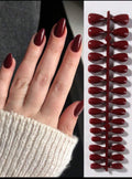 Burgundy Almond Gloss Press-On Nails