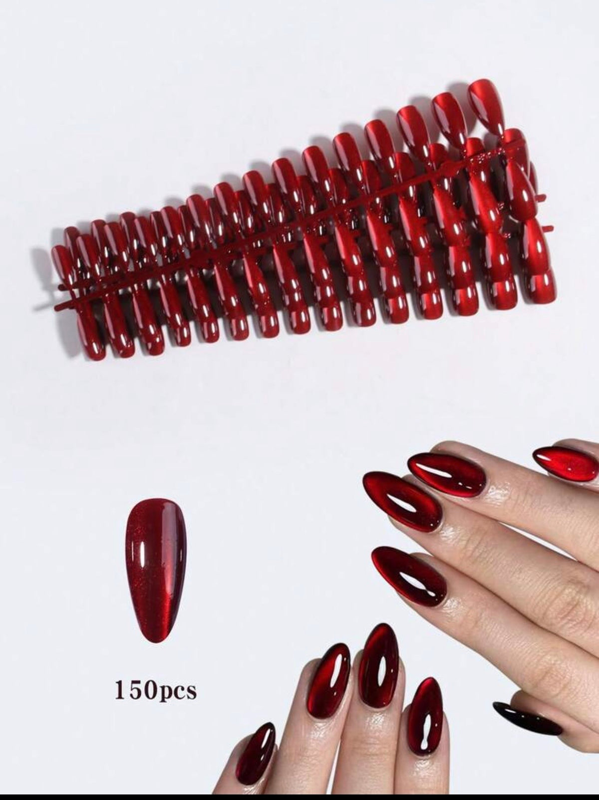 Cherry Red Velvet Gloss Press-On Nails
