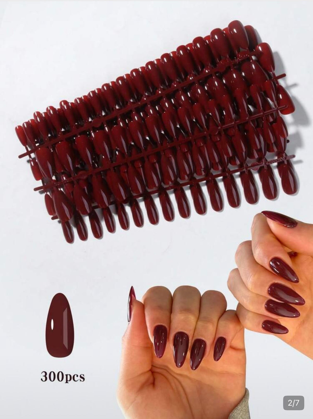 Burgundy long tips