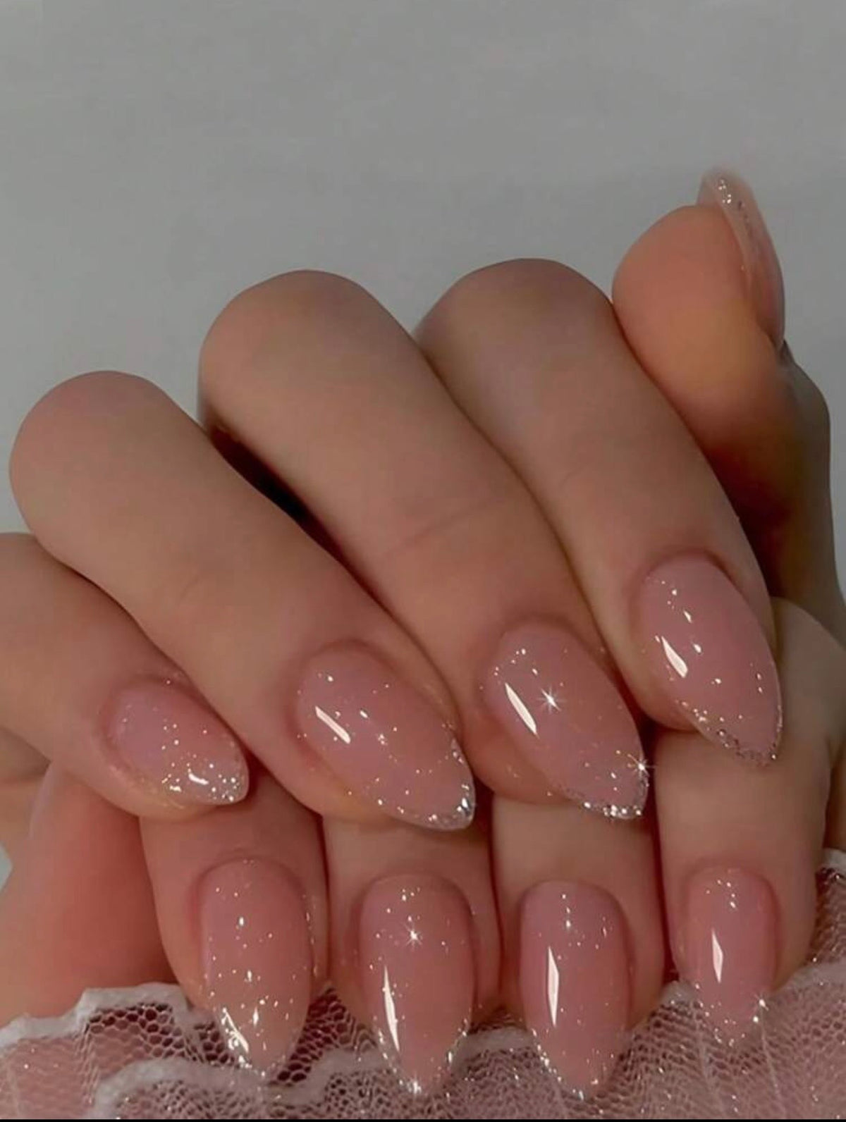 Rosé Glitter Press-On Nails ✨