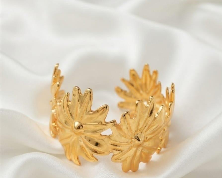 Golden Autumn Leaf Cuff