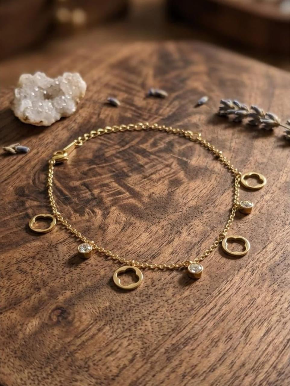 Golden Clover Charm Bracelet