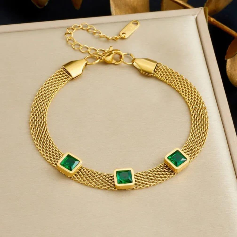 Emerald Luxe Mesh Bracelet